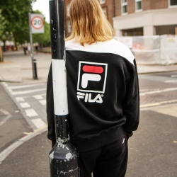 Fila Stacked Block - Miesten Hoodie - Mustat | FI-39434